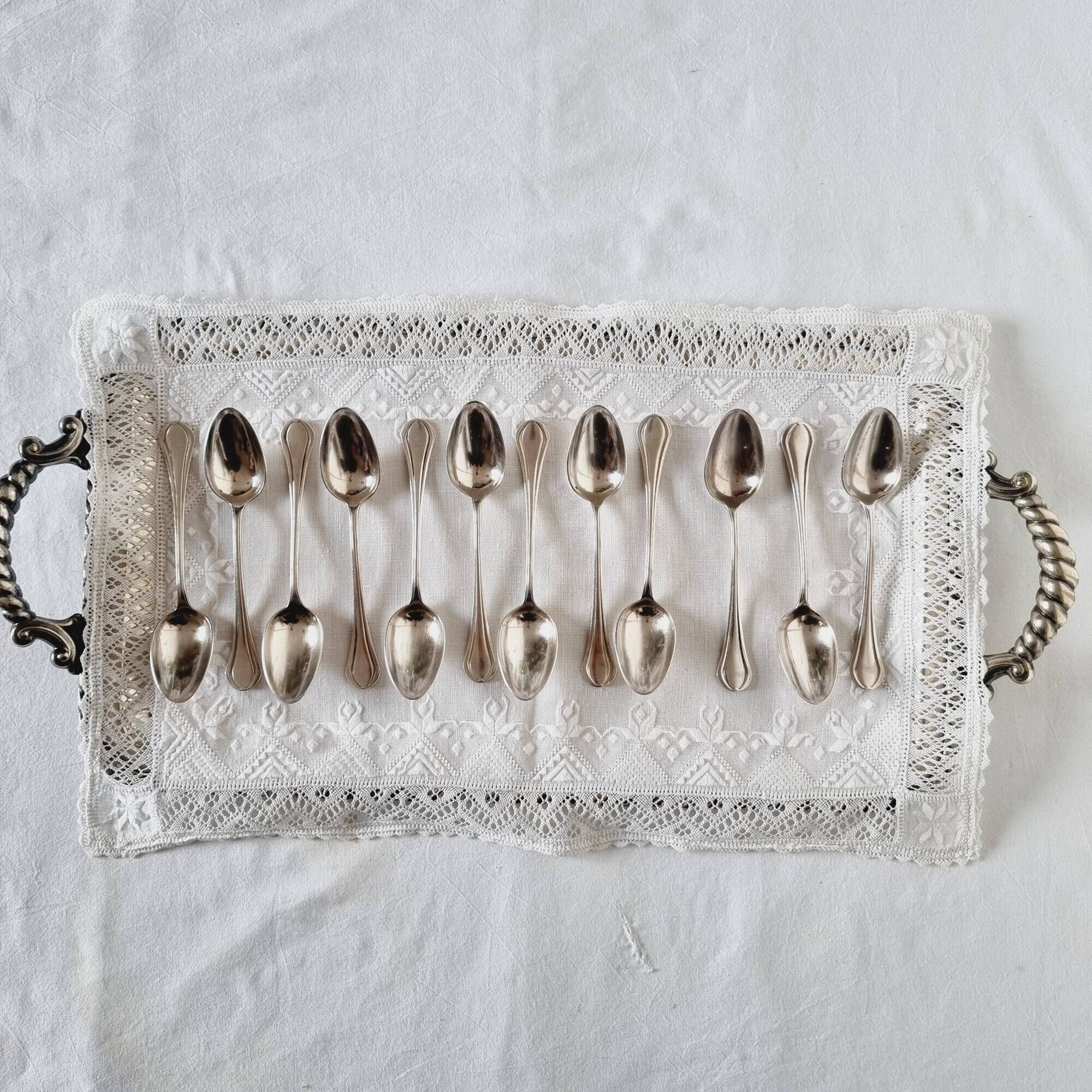 12 cuillères à dessert christofle en métal argenté modèle printania