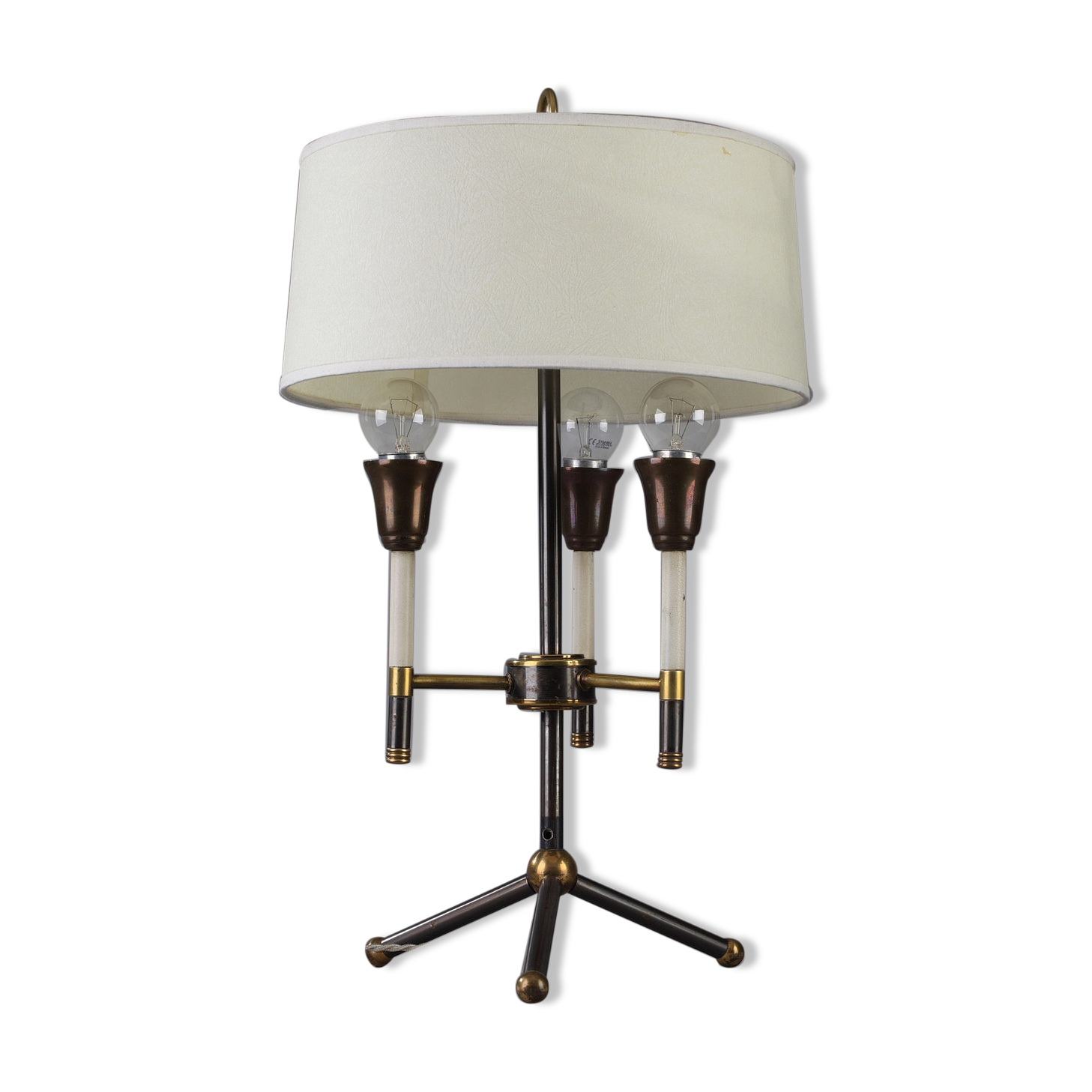Modernist table lamp in black and gold lacquered metal