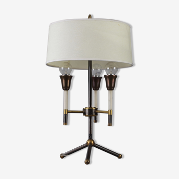 Lampe de table moderniste en métal laqué noir et doré