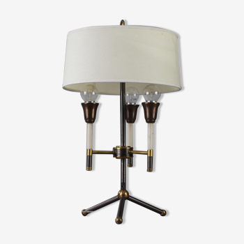 Modernist table lamp in black and gold lacquered metal