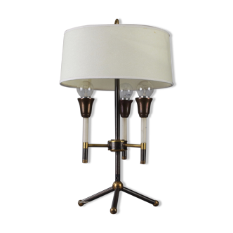 Modernist table lamp in black and gold lacquered metal