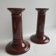 Pair of English brown ceramic candlesticks. Circa 2003, designed by S.