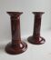 Pair of English brown ceramic candlesticks. Circa 2003, designed by S.