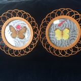 Sous-verres papillon en rotin et verre