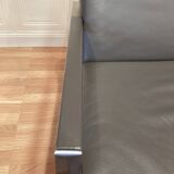 Steel and leather designer armchair from the 1970s
