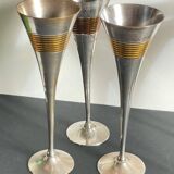 6 Vintage Silver-Plated Brass Champagne Flutes
