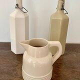 Longwy pitcher, stoneware bottles