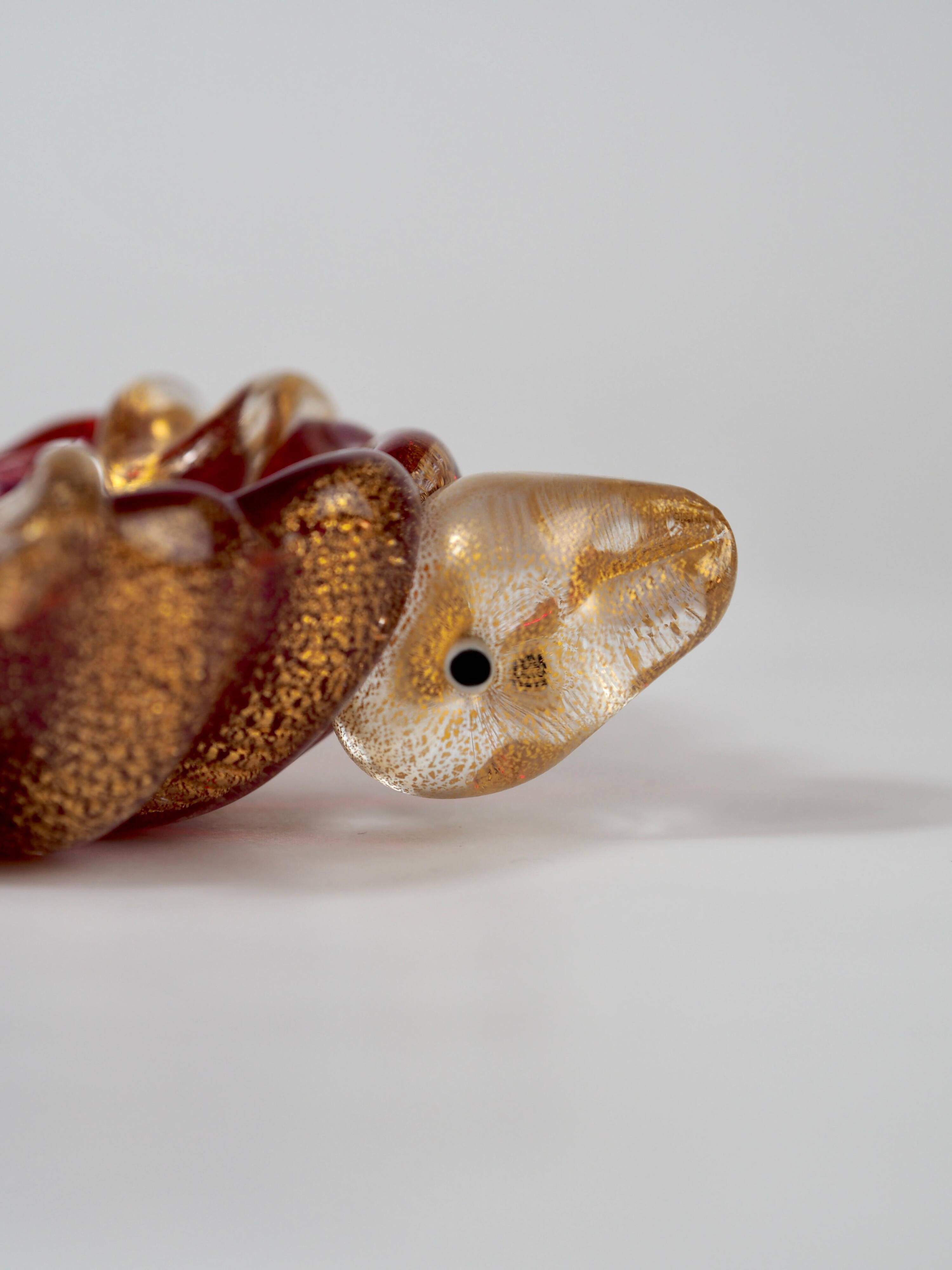 Sculpture de tortue et cendrier en verre de Murano du milieu du siècle par Barovier&Toso