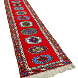 Handwoven Distressed Anatolian Red Runner Carpet 80 cm x 371 cm