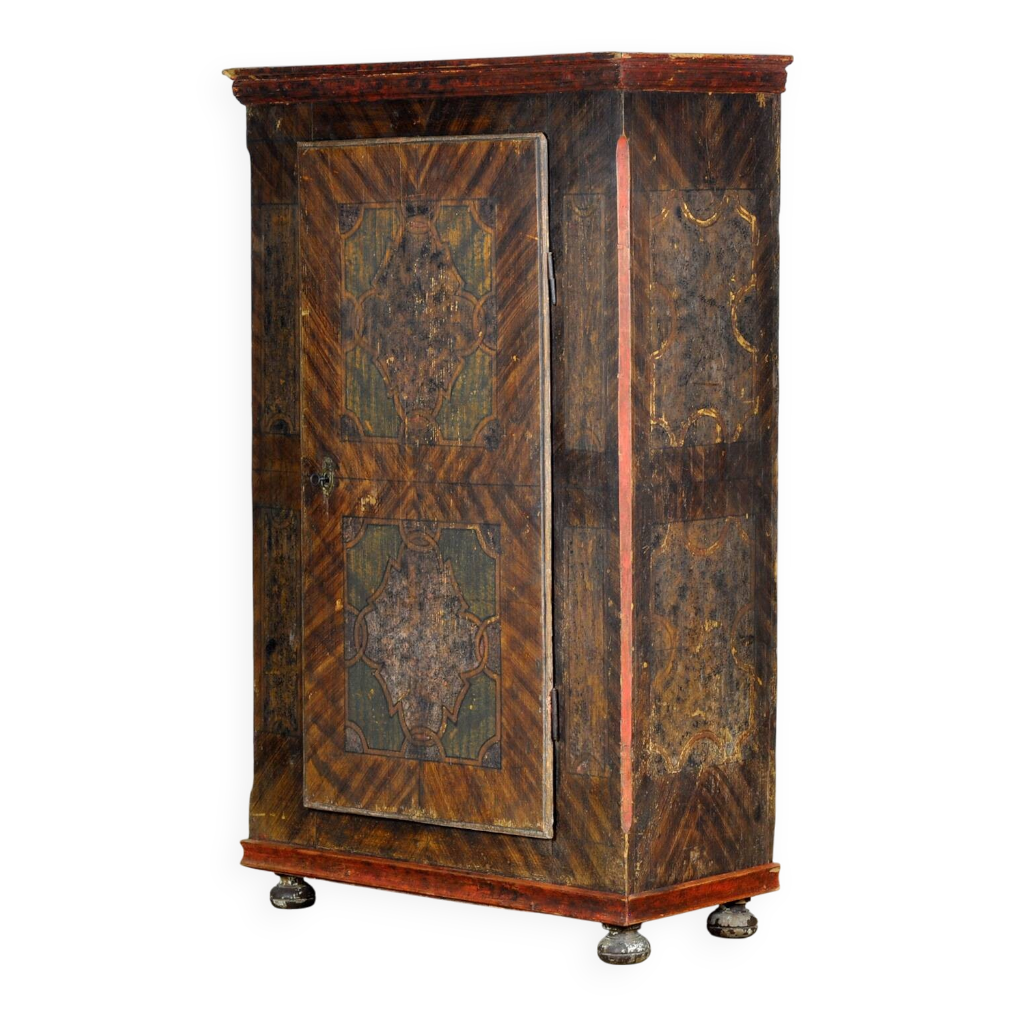 hand painted pine cabinet, circa 1850