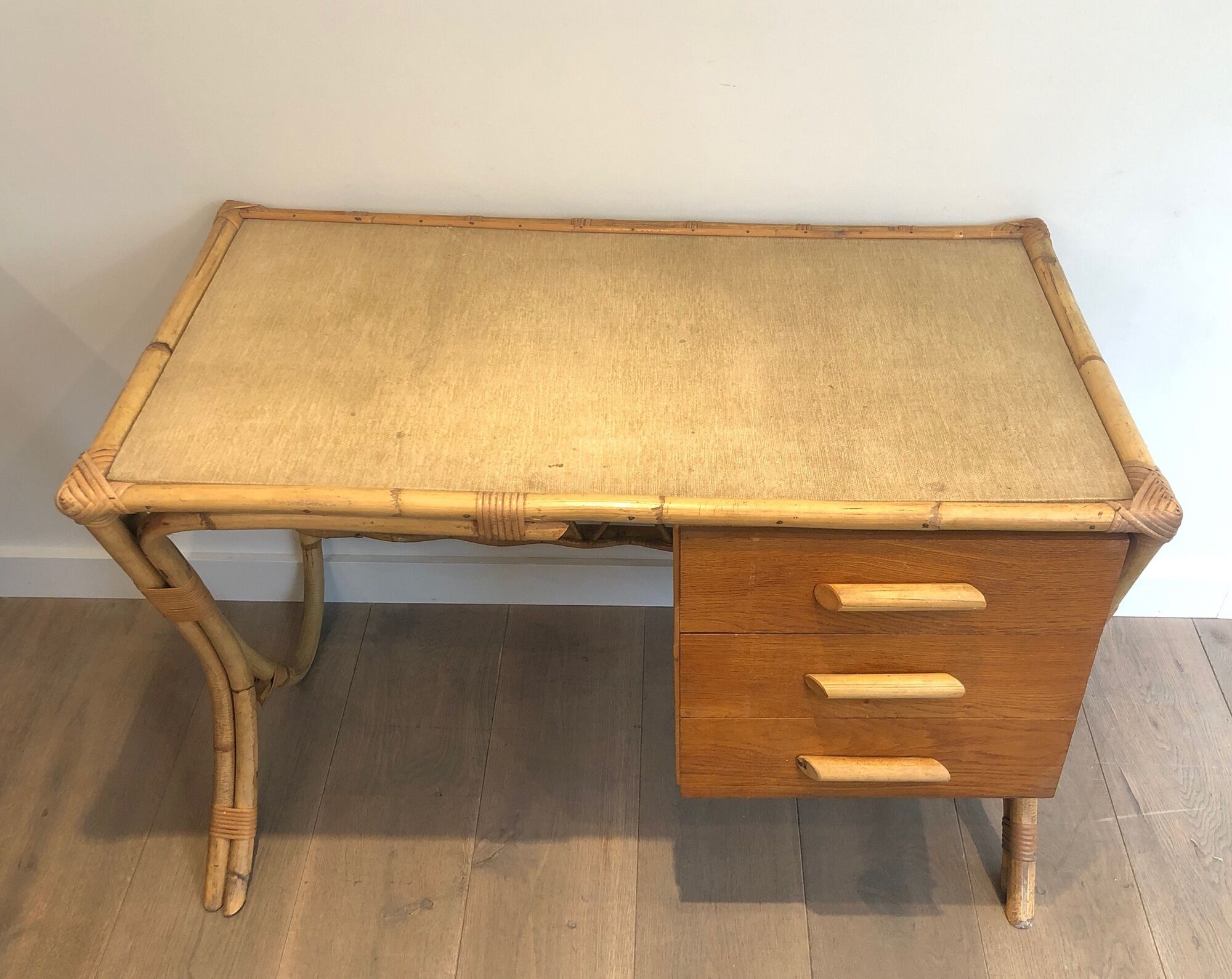 Rattan desk around 1970