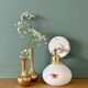 Vintage globe wall sconce in white opaline glass with floral decorations