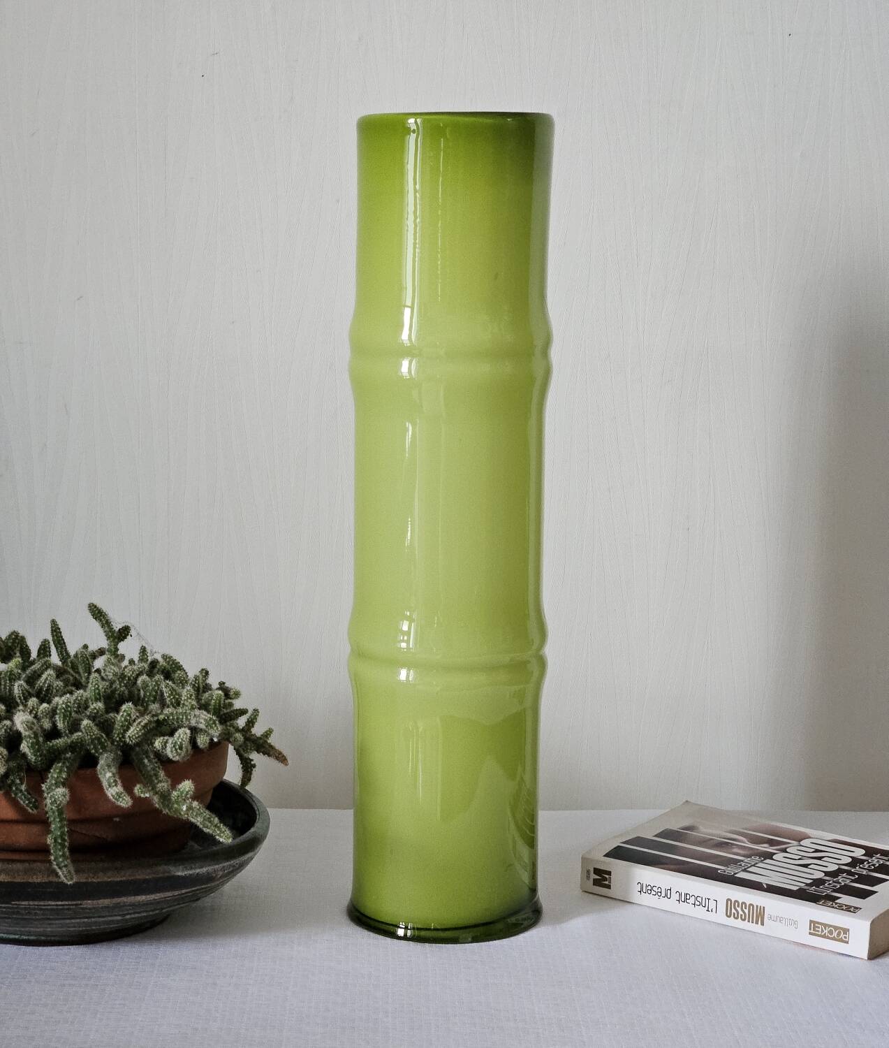 Vintage blown glass bamboo vase