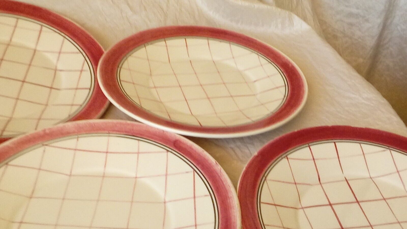 6 assiettes a dessert porcelaine opaque de gien modele michel art deco
