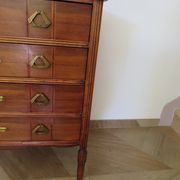 Art Deco chest of drawers - 4 drawers - locks - checkered wood veneer top - 50s