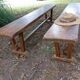 Pair of solid cherry wood farmhouse benches, 1950/60