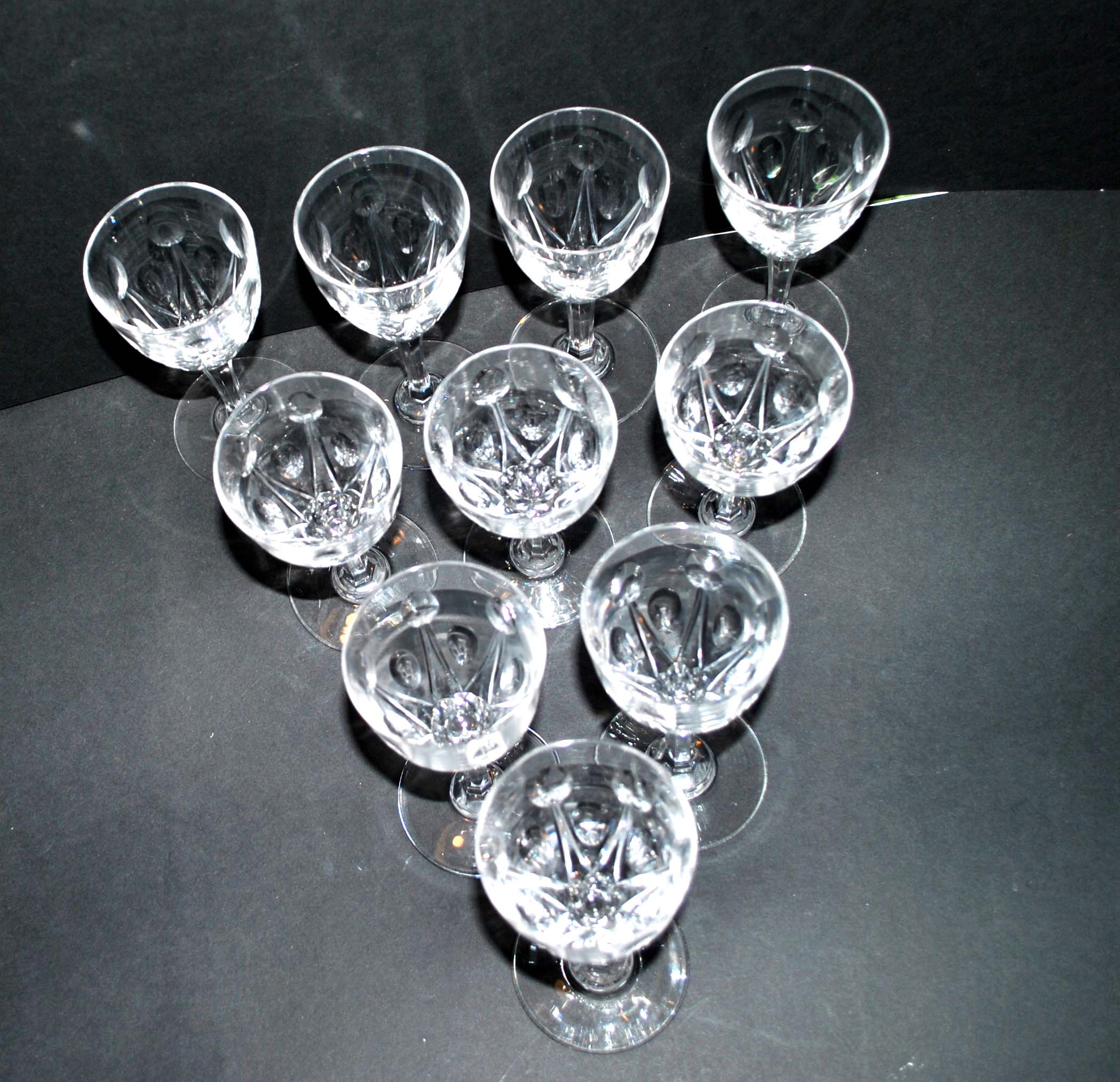 Saint-louis set of 10 white wine glasses in cut crystal vic 1930 13cm