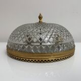 Ceiling lamp in molded glass and gilded metal