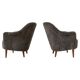 Samspel lounge chairs in sheepskin/mouton modernist mid-century by Carl Malmsten.