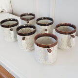 Six stoneware mugs