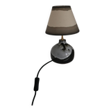Table lamp in enamelled stoneware and handmade lampshade