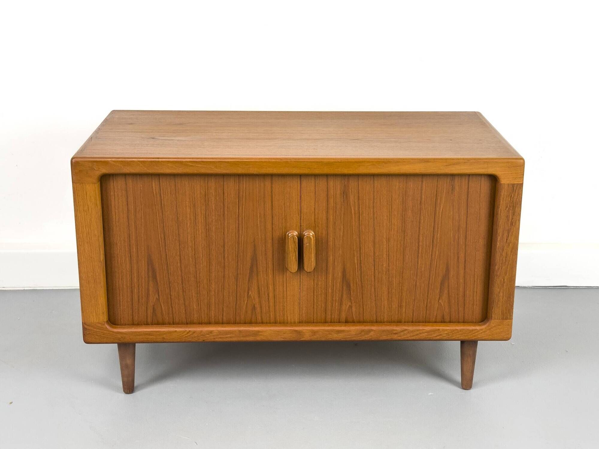 Low Teak Sideboard with Tambour Doors from CFC Silkeborg, 1970s