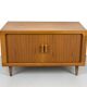 Low Teak Sideboard with Tambour Doors from CFC Silkeborg, 1970s