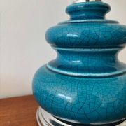 Lampe vintage en céramique craquelée émaillée bleu turquoise – base ch