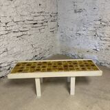 Table basse en bois et céramique vintage