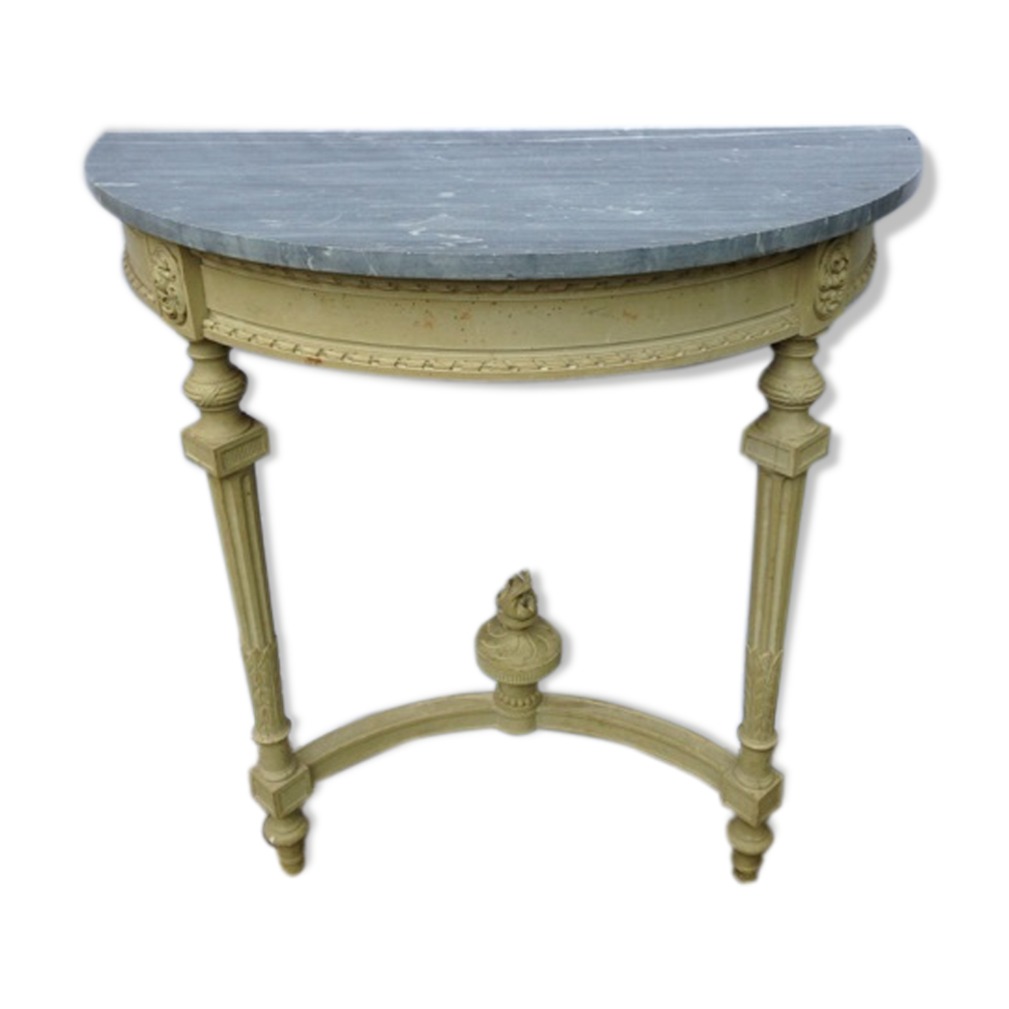 Console Louis XVI style painted wood and marble grey