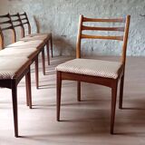 6 chaises teck de Meredew furniture vintage scandinave 1960