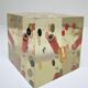 Paperweight sculpture block resin inclusions sewing design 70s