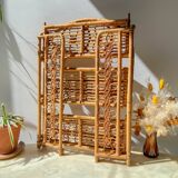 Vintage 1950s rattan folding shelf