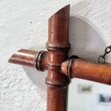 Antique Faux Bamboo Mirror - French Wall Mirror with Chain, 38×44 cm