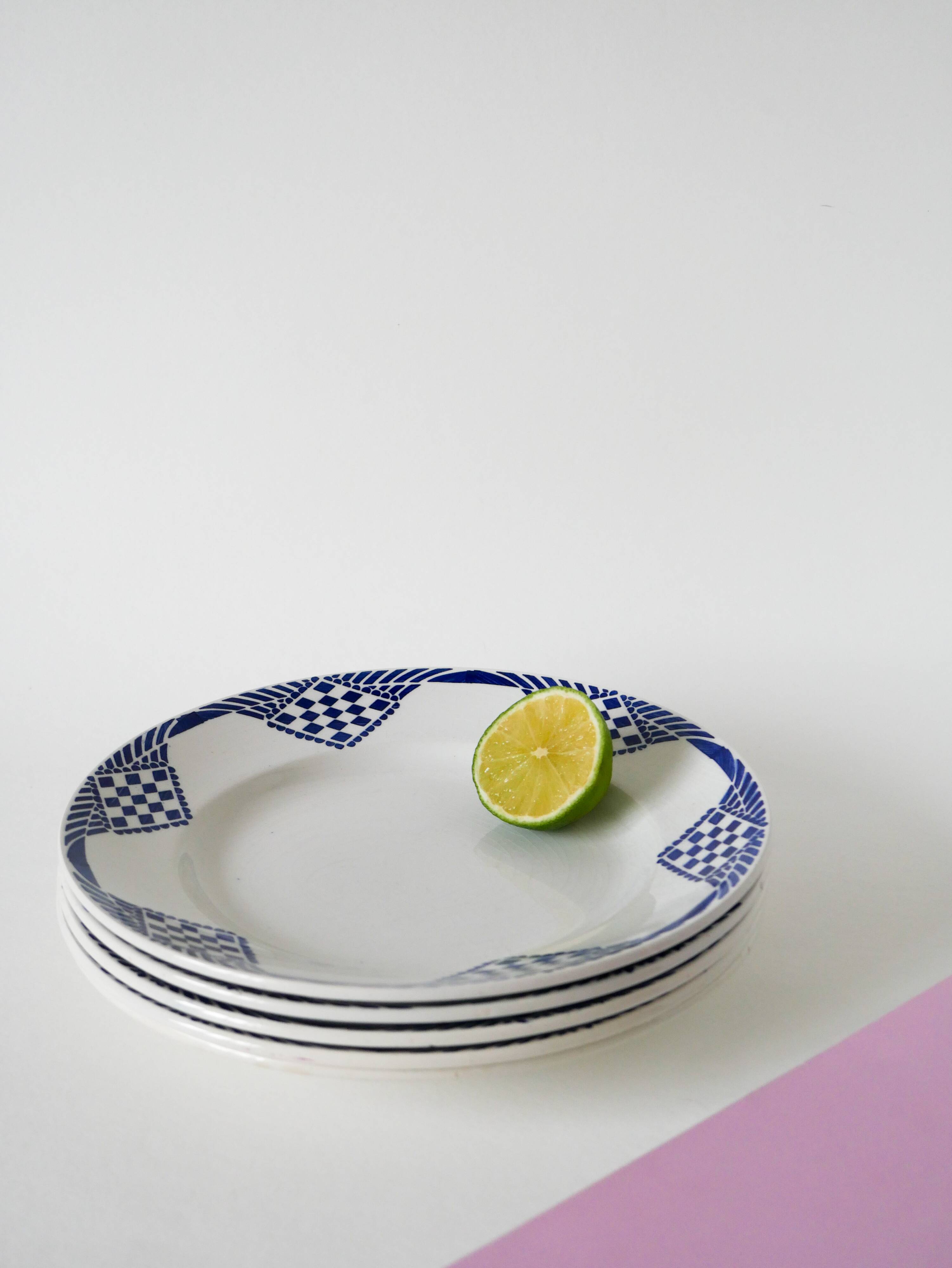 Set of 4 Moulin des Loups soup plates, Pantin model, 1950