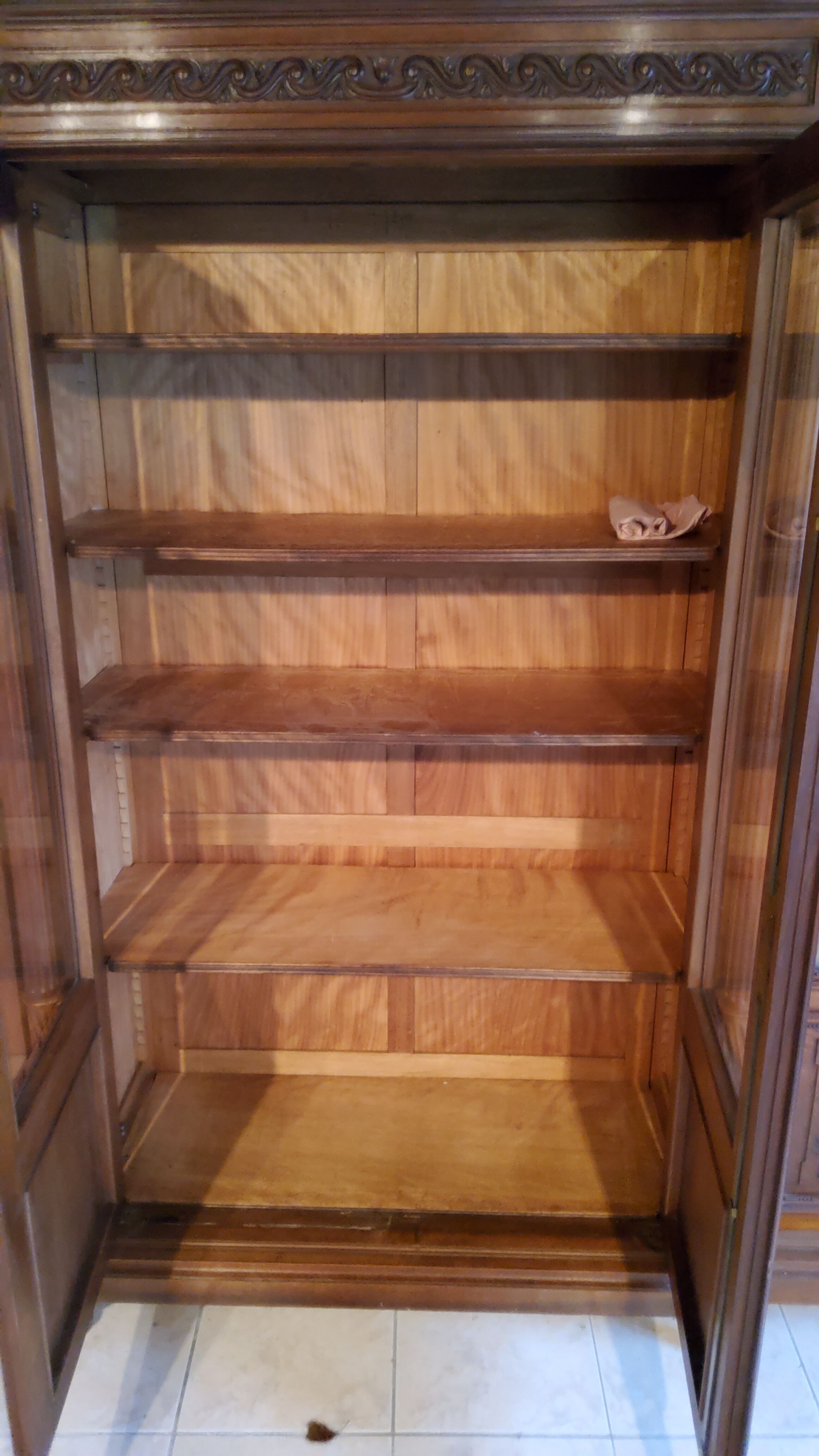 Late nineteenth century Louis XVI style library in walnut