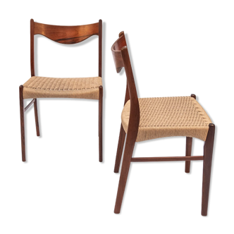 Pair of rosewood chairs by Arne Wahl Iversen, edition Glyngore Stolefabric, Denmark, 1960