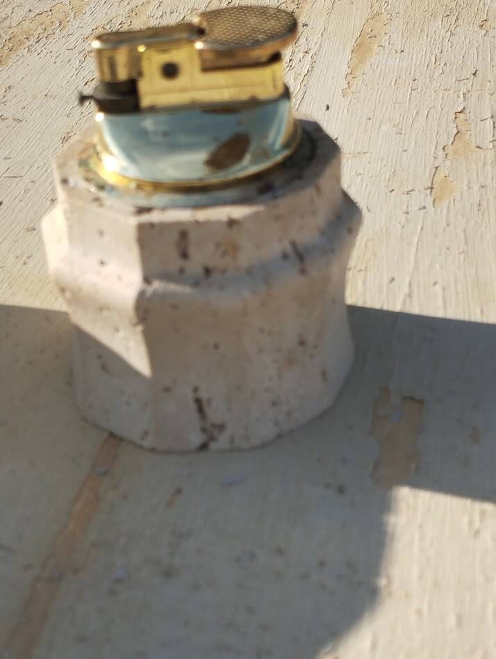 Vintage Ashtray & Lighter Duo in Travertine – Italy, 1970