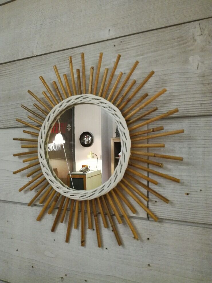 Sun rattan mirror 40x40cm