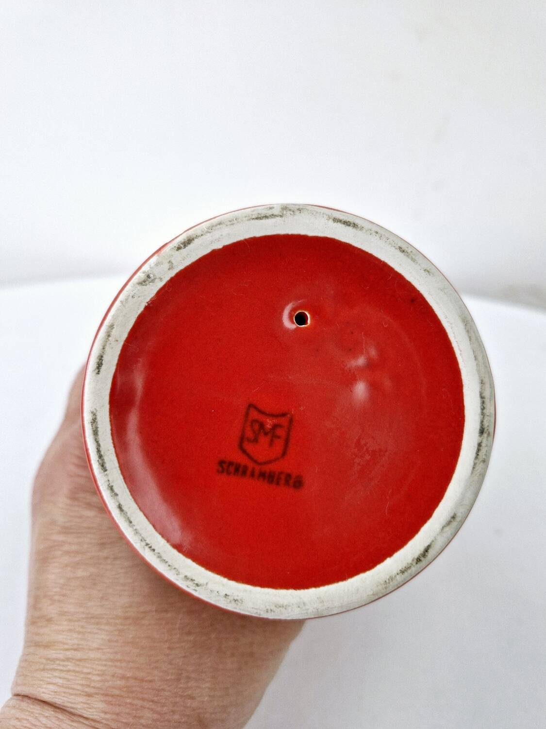 Bougeoir Chandelier Rouge En Céramique Vintage Schramberg Allemagne