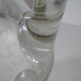 Bubble glass carafe bottle signed Biot in lime green colour.