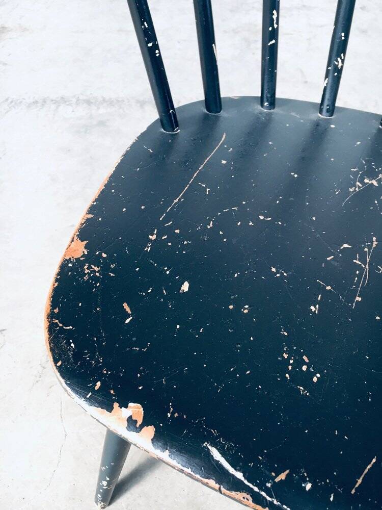 Mid-Century Scandinavian Design Curved Spindle Back Side Chair, Denmark, 1960s