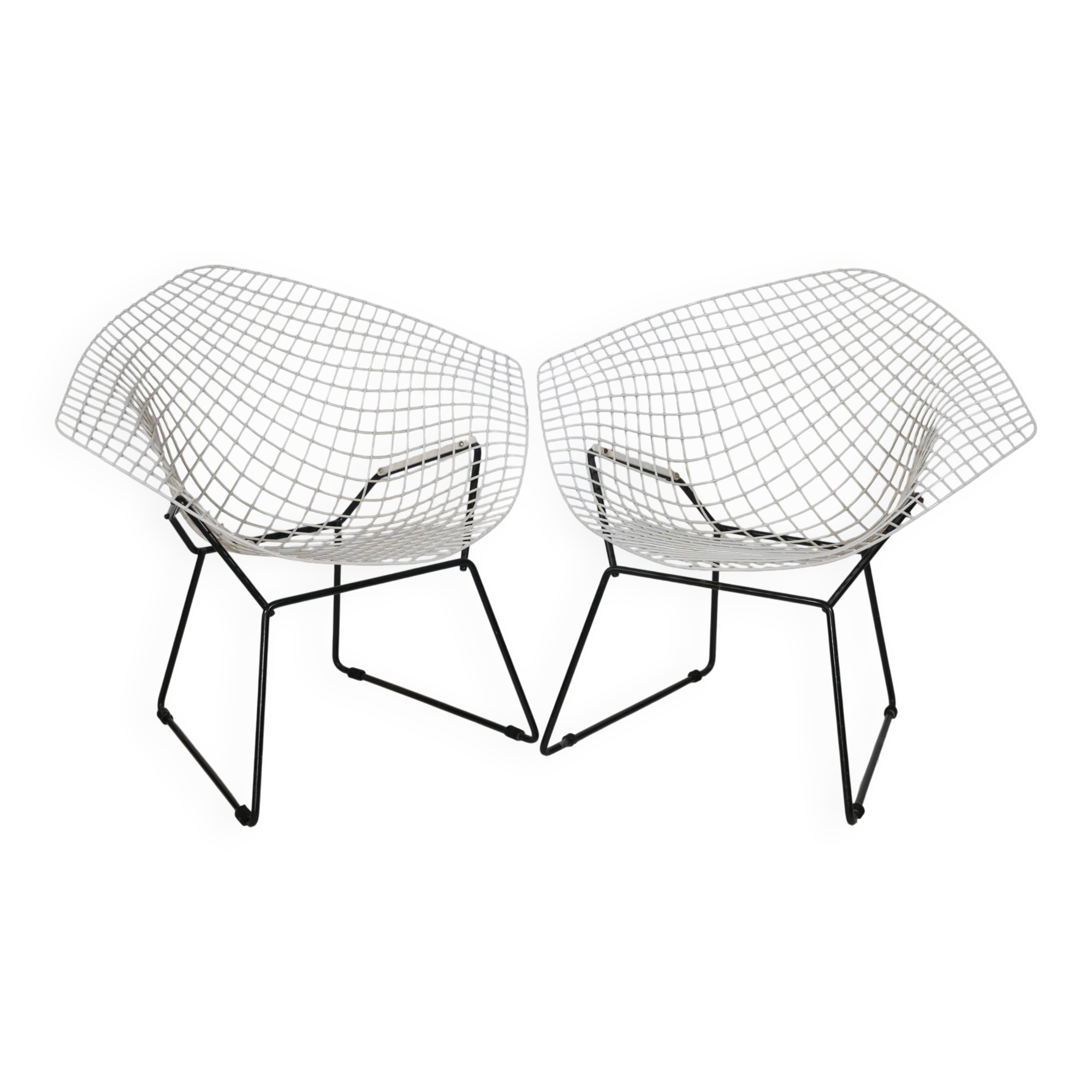 Diamond Chair by Harry Bertoia for Knoll, Set of 2, 1950s/60s Wire Lounge Chair