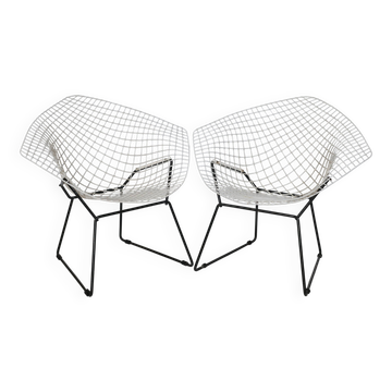 Diamond Chair by Harry Bertoia for Knoll, Set of 2, 1950s/60s Wire Lounge Chair