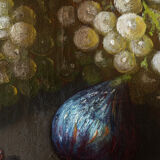 Still life painting, grapes and figs, oil on canvas.