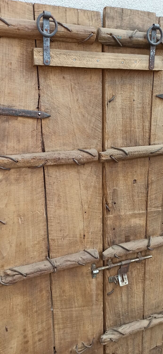 Old brown wooden door