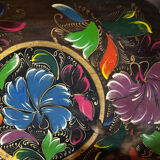 Mid-century hand-painted floral decorative tray / catchall 49 cm / 33 cm