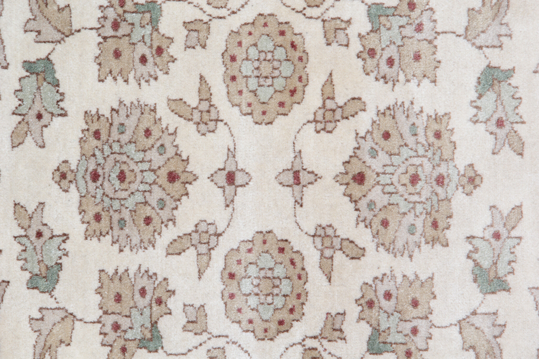 Handmade Ziegler Wool Rug, Cream and Green Wool Runner Rug- 80x185cm