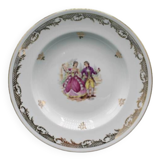 Assiette Vintage en porcelaine de Limoges - Motif style Fragonard XVIIIème