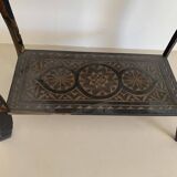 Vintage pedestal table 1970 handmade craft oriental mirror - 60 x 30 cm